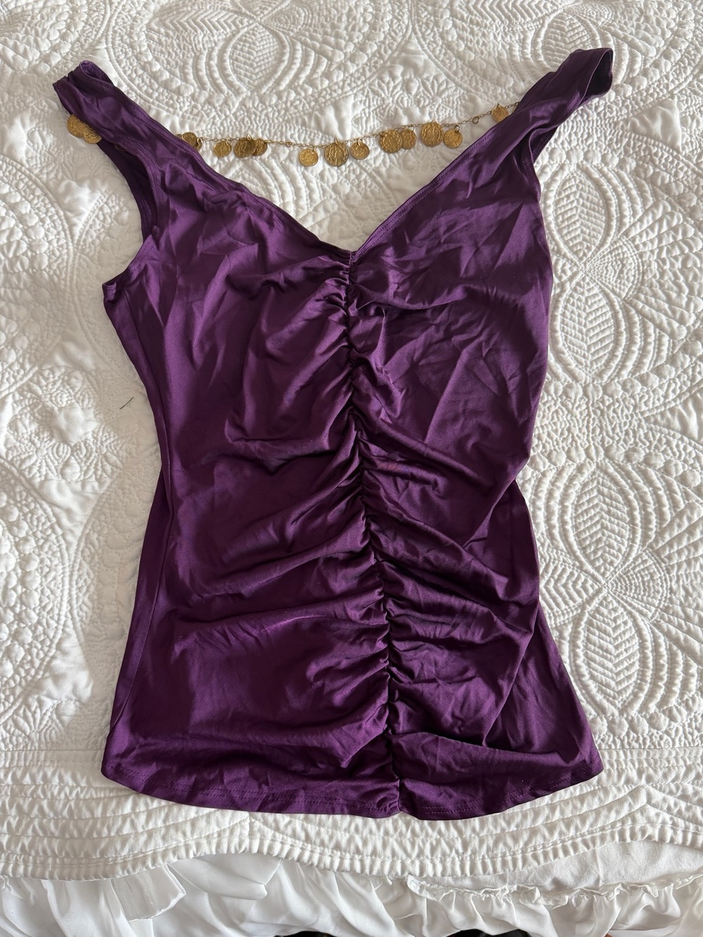 Marciano Deep Purple Ruched V-Neck Camisole